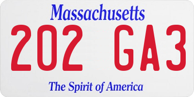 MA license plate 202GA3