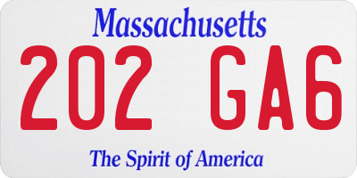 MA license plate 202GA6