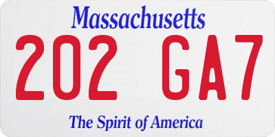 MA license plate 202GA7