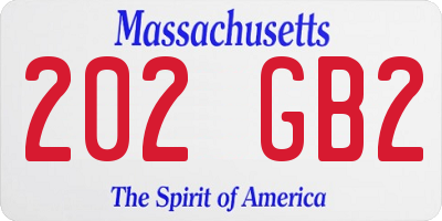 MA license plate 202GB2