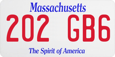 MA license plate 202GB6