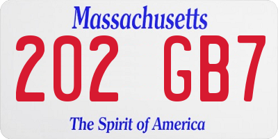 MA license plate 202GB7
