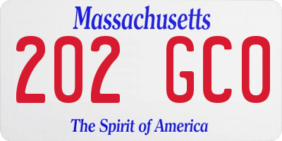 MA license plate 202GC0