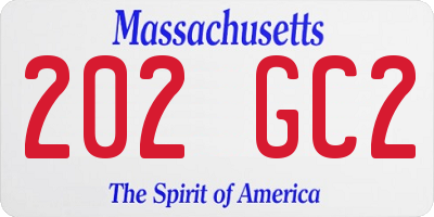MA license plate 202GC2