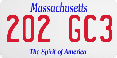MA license plate 202GC3