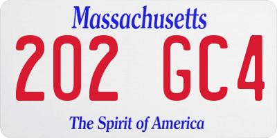 MA license plate 202GC4