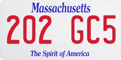 MA license plate 202GC5