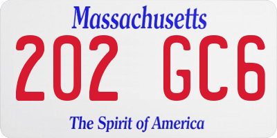 MA license plate 202GC6