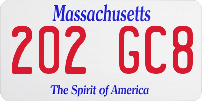 MA license plate 202GC8