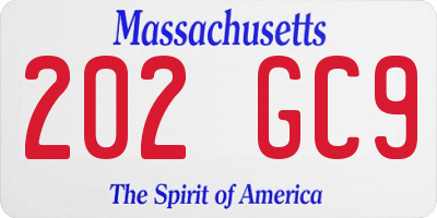 MA license plate 202GC9