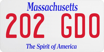 MA license plate 202GD0