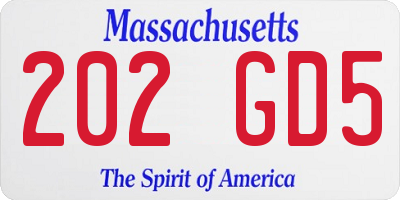 MA license plate 202GD5