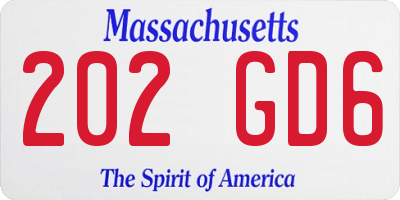 MA license plate 202GD6