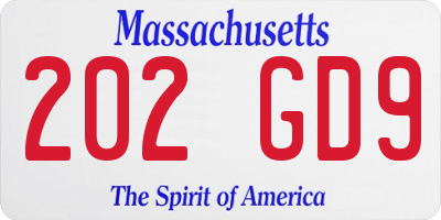 MA license plate 202GD9