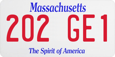 MA license plate 202GE1