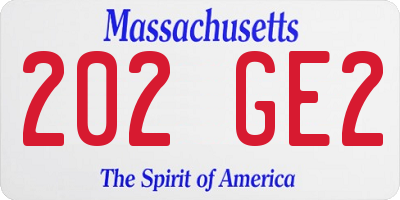 MA license plate 202GE2