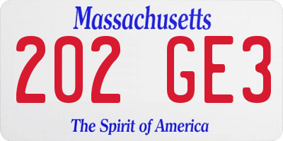MA license plate 202GE3