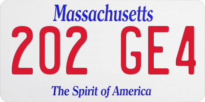 MA license plate 202GE4
