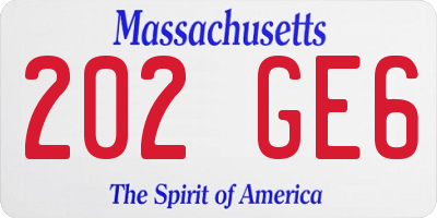 MA license plate 202GE6