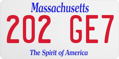 MA license plate 202GE7