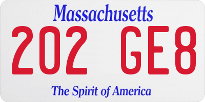 MA license plate 202GE8