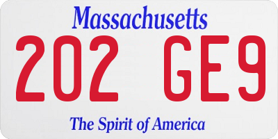 MA license plate 202GE9