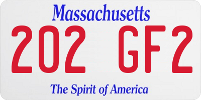 MA license plate 202GF2