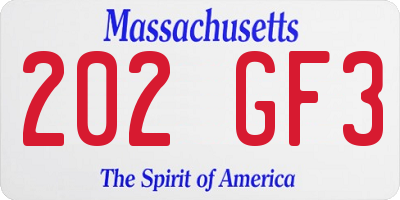 MA license plate 202GF3