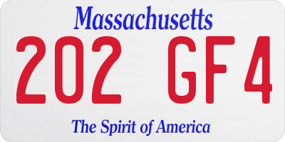 MA license plate 202GF4