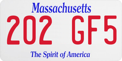 MA license plate 202GF5