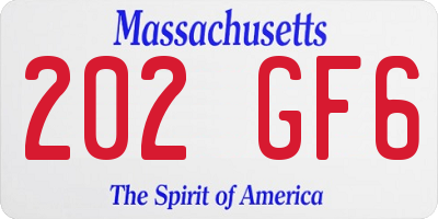 MA license plate 202GF6