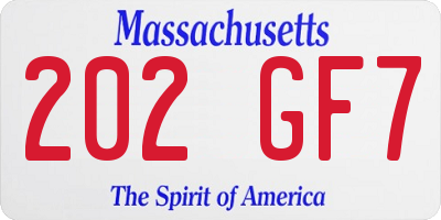 MA license plate 202GF7