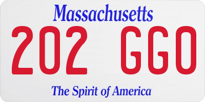 MA license plate 202GG0