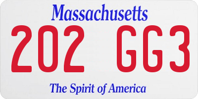 MA license plate 202GG3