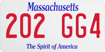 MA license plate 202GG4