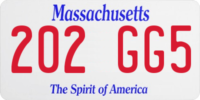 MA license plate 202GG5