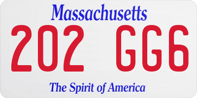 MA license plate 202GG6