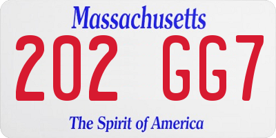 MA license plate 202GG7