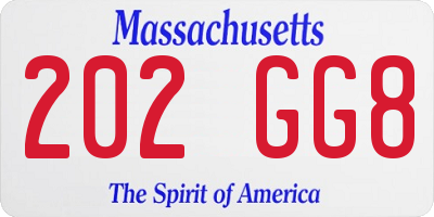 MA license plate 202GG8