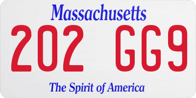 MA license plate 202GG9