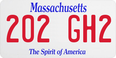 MA license plate 202GH2