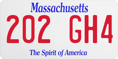 MA license plate 202GH4