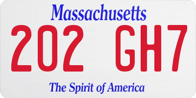 MA license plate 202GH7