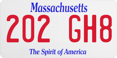 MA license plate 202GH8