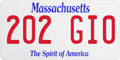 MA license plate 202GI0