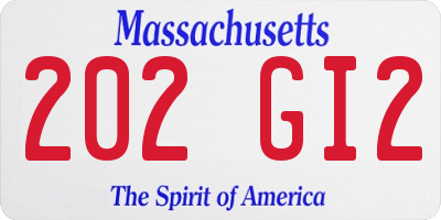 MA license plate 202GI2