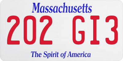 MA license plate 202GI3