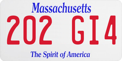 MA license plate 202GI4