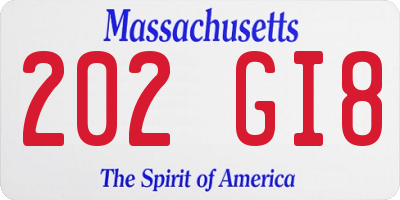 MA license plate 202GI8