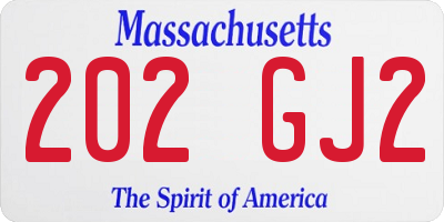 MA license plate 202GJ2